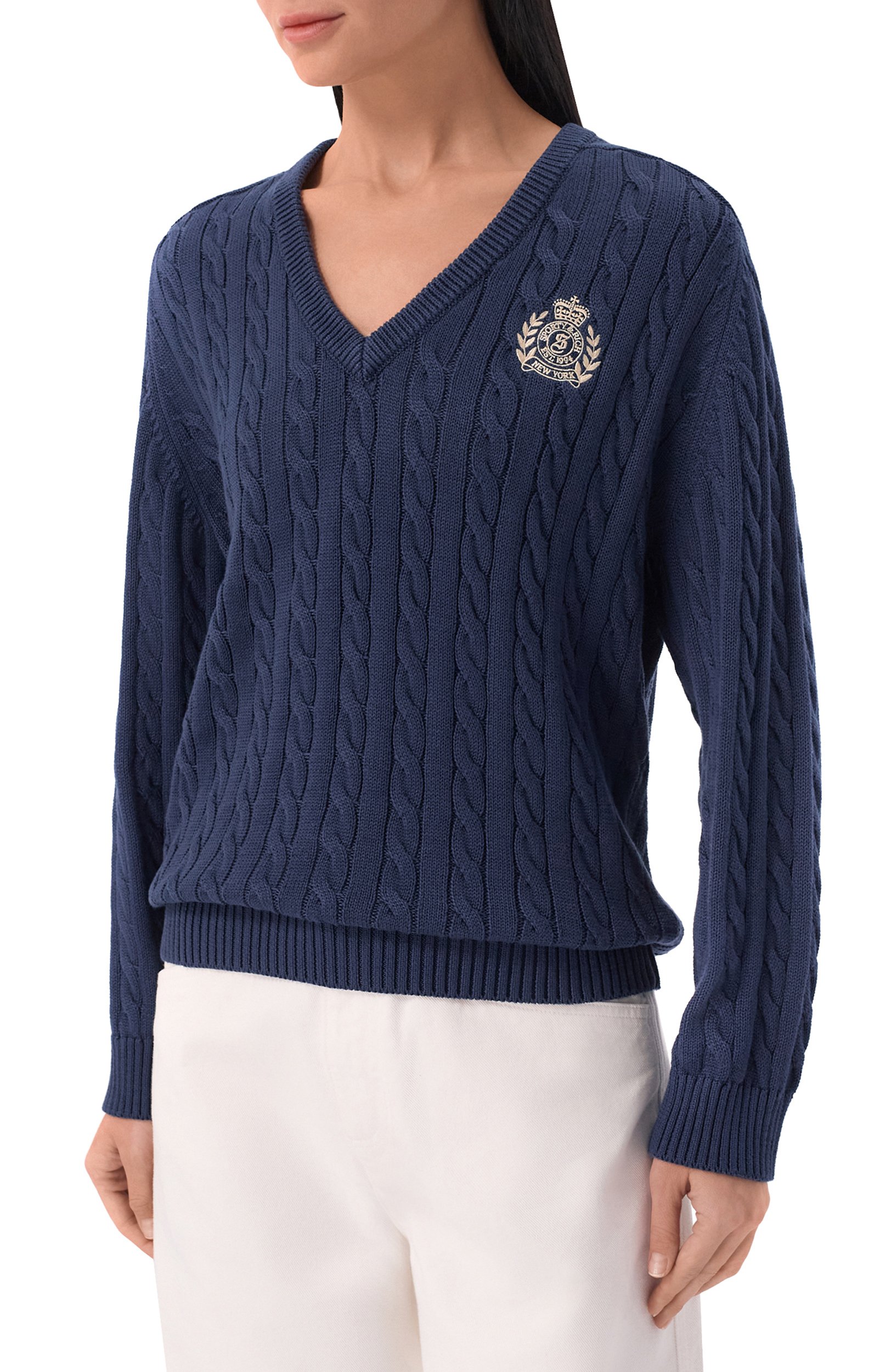Хлопковый свитер SPORTY AND RICH, арт. WS089712243BL132, фото 3