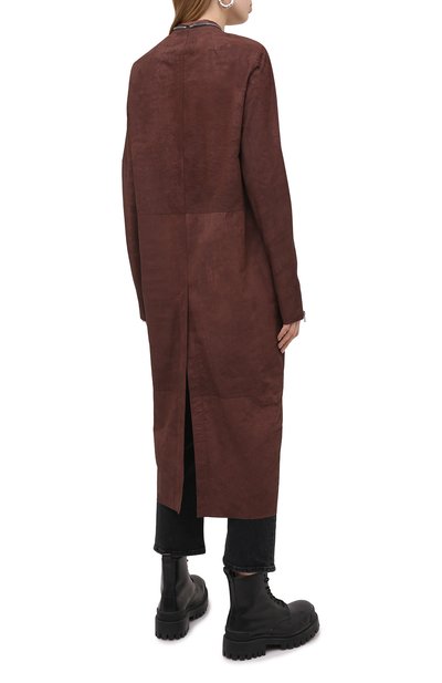 Кожаное пальто RICK OWENS коричневого цвета по цене 278000 руб., арт. RP21S3945/LBAB, фото 4 Кожаное пальто RICK OWENS, арт. RP21S3945/LBAB, фото 4
