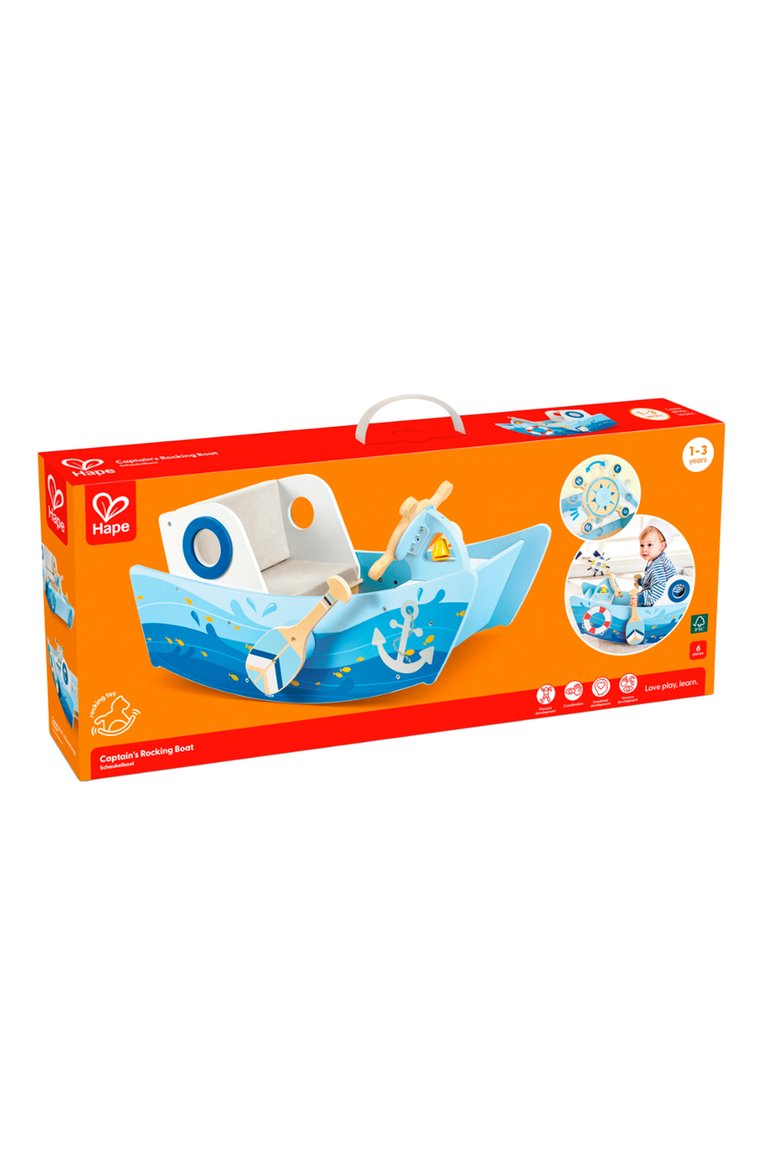 Детского игрушка-качалка лодка HAPE голубого цвета, арт. E1214_HP | Фото 1 (Нос: Не проставлено; Региональные ограничения белый список (Axapta Mercury): Не проставлено; Игрушки: Транспорт - качалки)