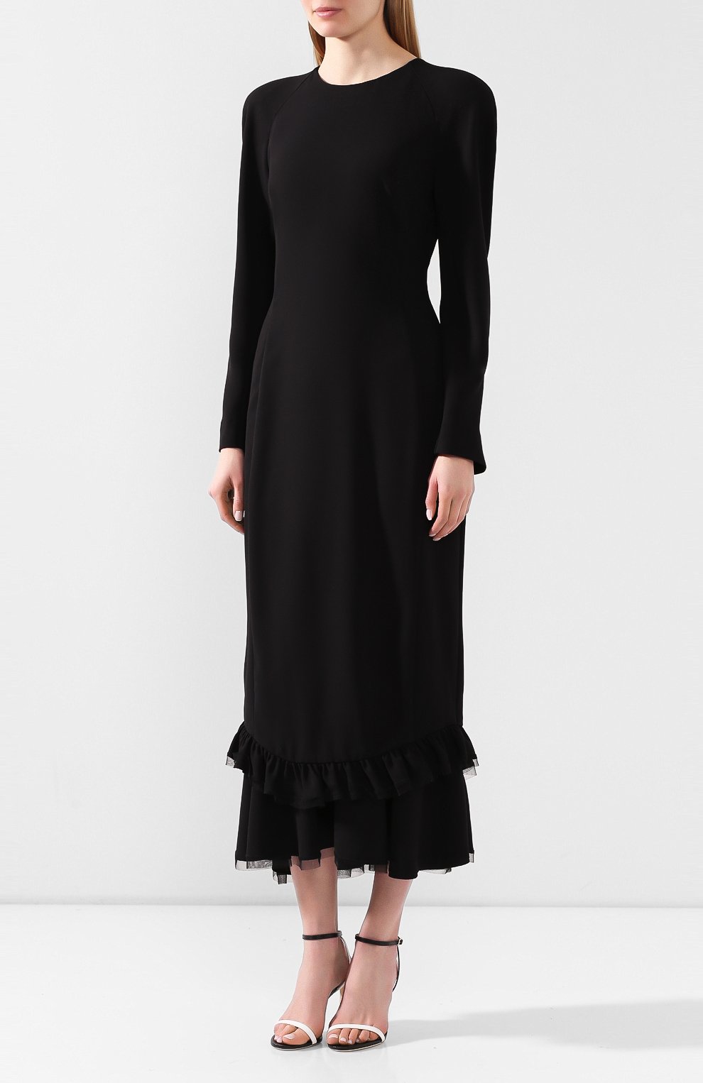 Платье из вискозы ULYANA SERGEENKO черного цвета по цене 260000 руб., арт. ABM019FW19P (1291т19), фото 3 Платье из вискозы ULYANA SERGEENKO, арт. ABM019FW19P (1291т19), фото 3