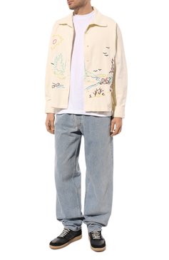 Мужская вельветовая рубашка CARNE BOLLENTE кремового цвета, арт. AW23LS0204 | Фото 2 (Рукава: Длинные; Длина (для топов): Стандартные; Материал внешний: Хлопок; Принт: С принтом; Манжеты: На пуговицах; Случай: Повседневный; Стили: Гранж; Воротник: Отложной)