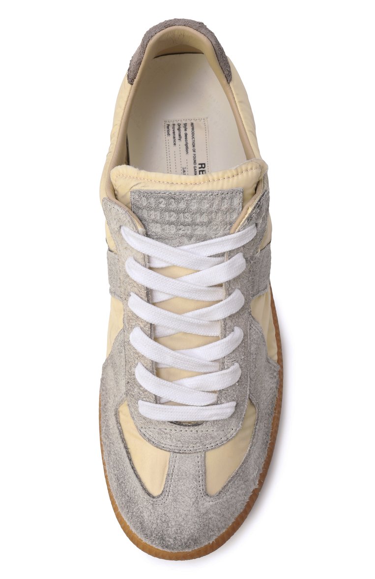 Женские комбинированные кеды replica MAISON MARGIELA кремового цвета, арт. S58WS0268/P8170 | Фото 6 (Подошва: Платформа; Материал внешний: Текстиль, Натуральная кожа; Материал внутренний: Текстиль; Стили: Кэжуэл; Материал утеплителя: Без утеплителя; Кросс-КТ: Низкие)