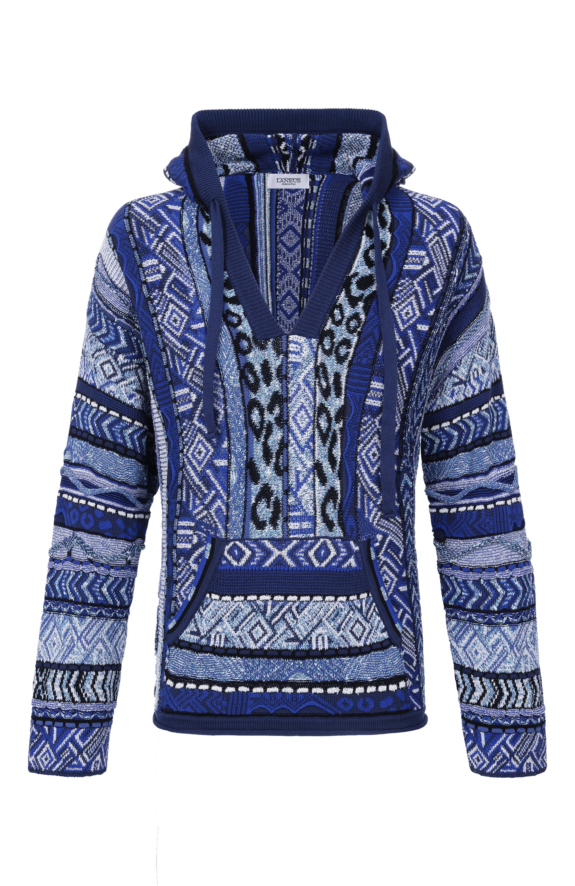 Хлопковое худи LANEUS синего цвета по цене 64500 руб., арт. S6LAMAKH070, фото 1 Хлопковое худи LANEUS, арт. S6LAMAKH070, фото 1