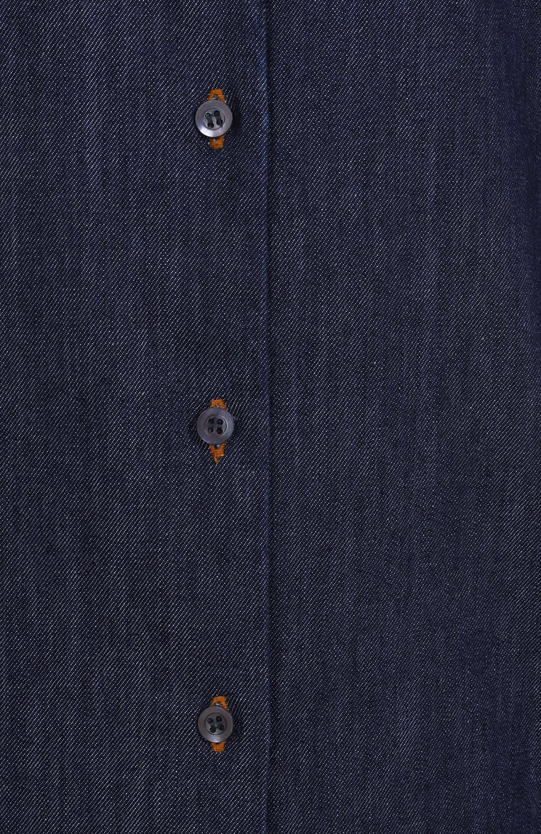 Женская джинсовая рубашка DRIES VAN NOTEN синего цвета, арт. 251-010729-1553 | Фото 6 (Рукава: Длинные; Длина (для топов): Удлиненные; Материал внешний: Хлопок, Деним; Кросс-КТ: костюм, Деним; Принт: Без принта; Стили: Кэжуэл; Женское Кросс-КТ: Рубашка-одежда; Автоматизация состава: Проставлено; Автоматизация ТО: Проставлено)