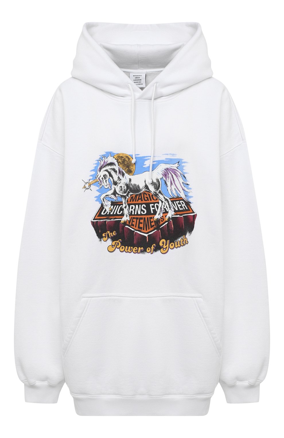 Хлопковое худи VETEMENTS черно-белого цвета по цене 94900 руб., арт. UAH21TR635 1605/W, фото 1 Хлопковое худи VETEMENTS, арт. UAH21TR635 1605/W, фото 1