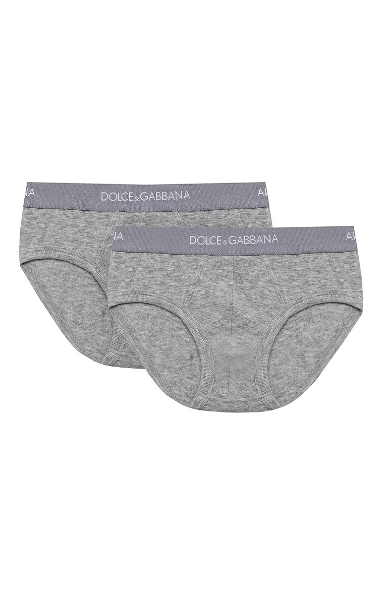 Детские комплект из двух брифов DOLCE & GABBANA серого цвета, арт. L4U700/0YG09 | Фото 1 (Материал внешний: Хлопок; Рукава: Короткие; Статус проверки: Проверена категория; Драгоценные камни: Проставлено; Материал сплава: Проставлено; Ювелирные украшения: Назначено; Ростовка одежда: 10 - 11 лет | 140 - 146см, 12 лет | 152 см, 2 года | 92 см, 3 года | 98 см, 4 года | 104 см, 6 лет | 116 см, 8 лет | 128 см)