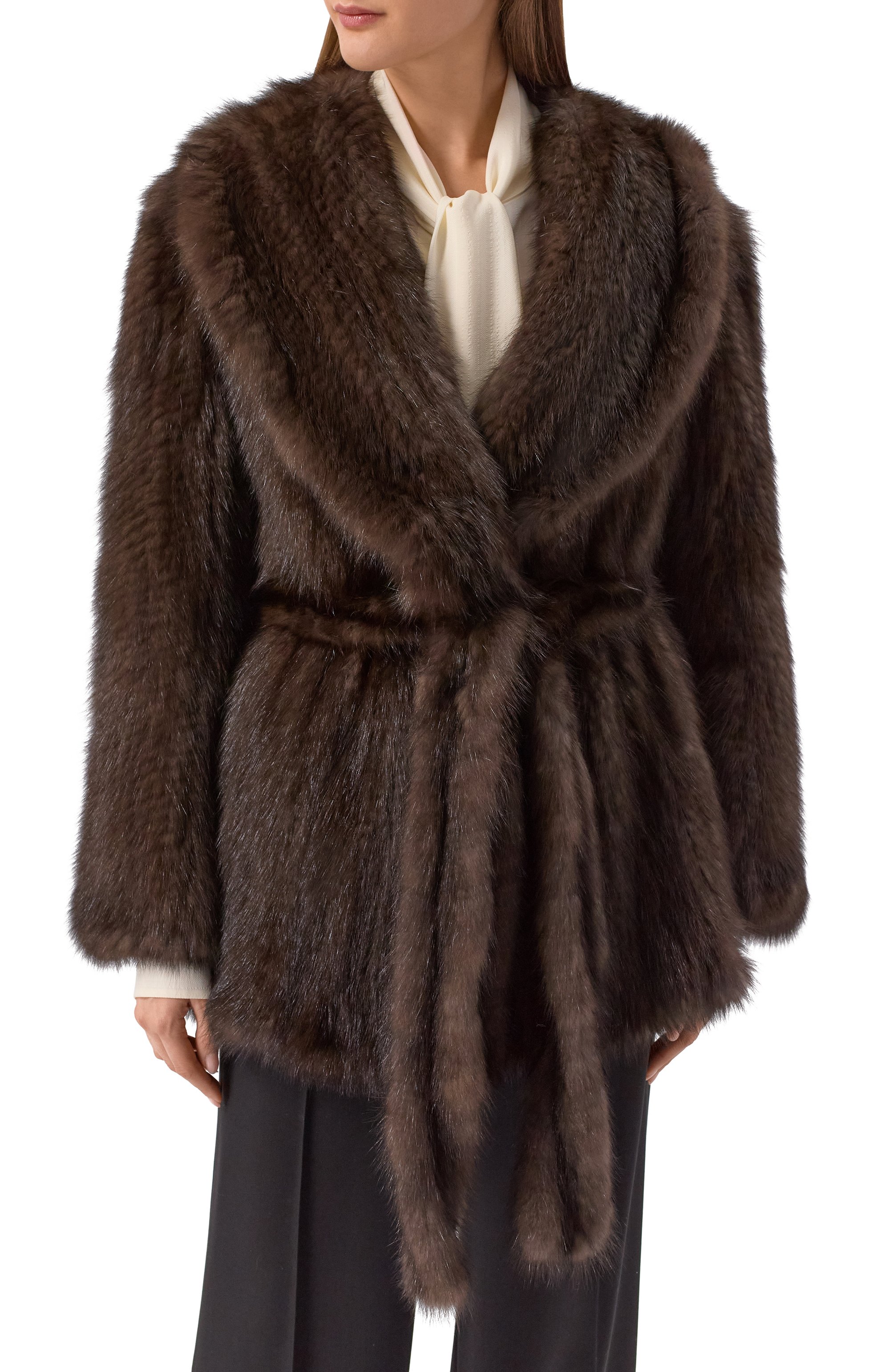 Шуба из вязаного соболя MVST, арт. M004/SABLE FARM NO SILVER, фото 3