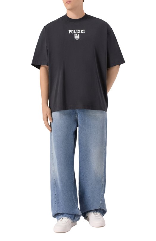 Хлопковая футболка VETEMENTS UH76TR300B Чёрный  UH76TR300B Фото 2