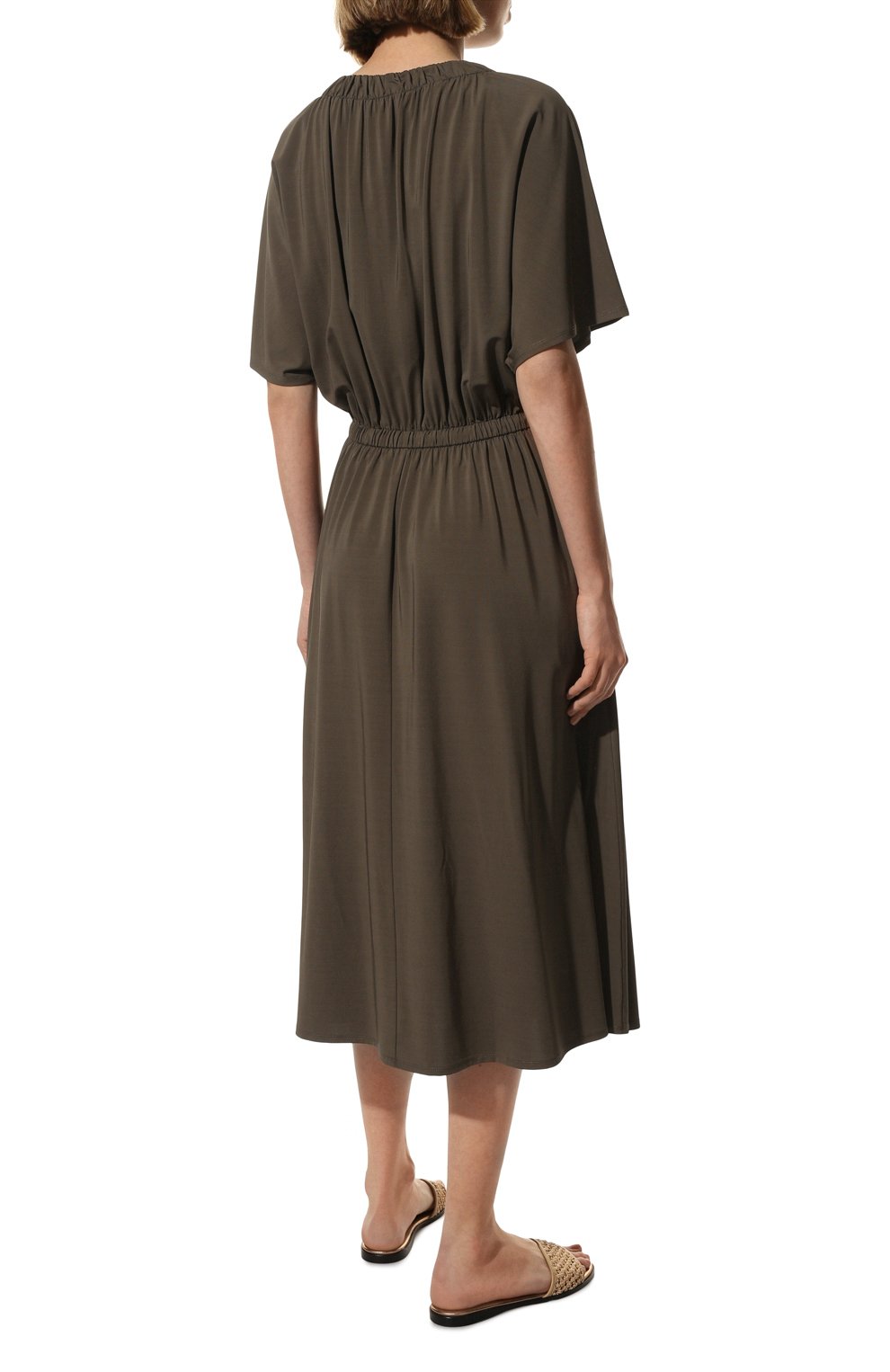 Платье из вискозы WEEKEND MAX MARA хаки цвета по цене 51450 руб., арт. REIMS 36210226, фото 4 Платье из вискозы WEEKEND MAX MARA, арт. REIMS 36210226, фото 4