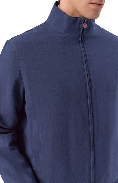 Бомбер из шелка и льна KITON темно-синего цвета по цене 652500 руб., арт. UW2407V0848H, фото 5 Бомбер из шелка и льна KITON, арт. UW2407V0848H, фото 5