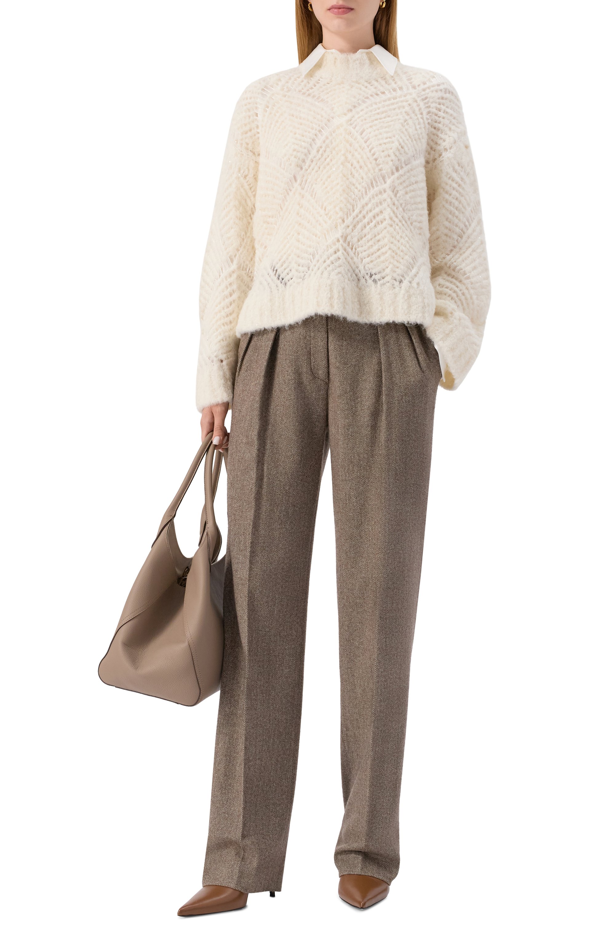 Шерстяные брюки ANTONELLI FIRENZE бежевого цвета по цене 67450 руб., арт. P8136/897C, фото 2 Шерстяные брюки ANTONELLI FIRENZE, арт. P8136/897C, фото 2