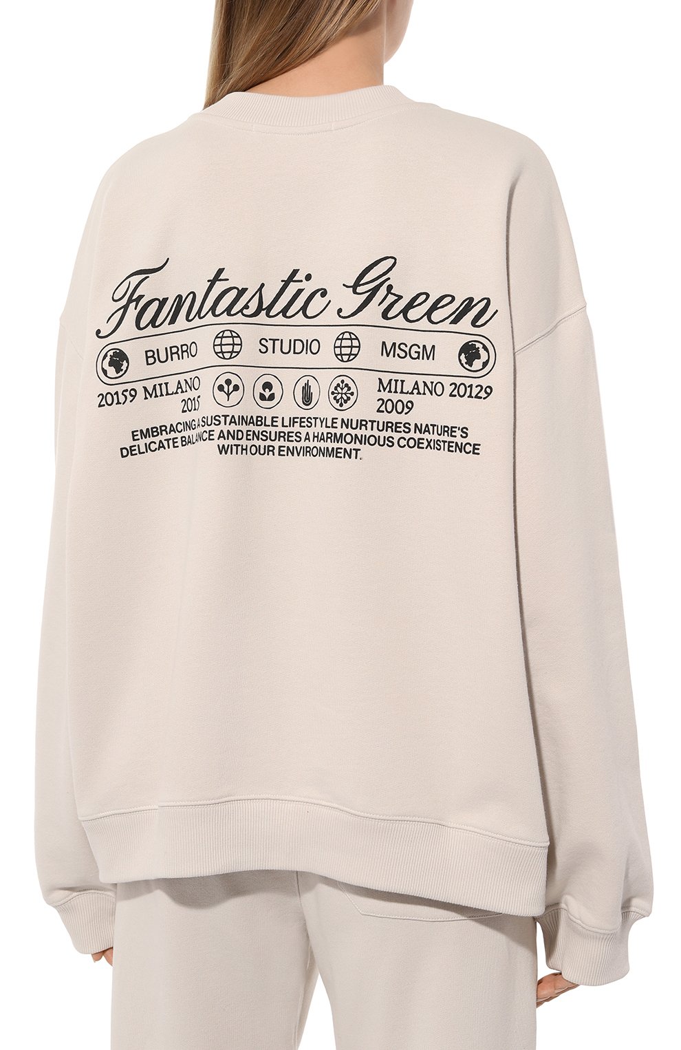 Хлопковый свитшот MSGM кремового цвета по цене 20700 руб., арт. 3746MM06/247792, фото 4 Хлопковый свитшот MSGM, арт. 3746MM06/247792, фото 4