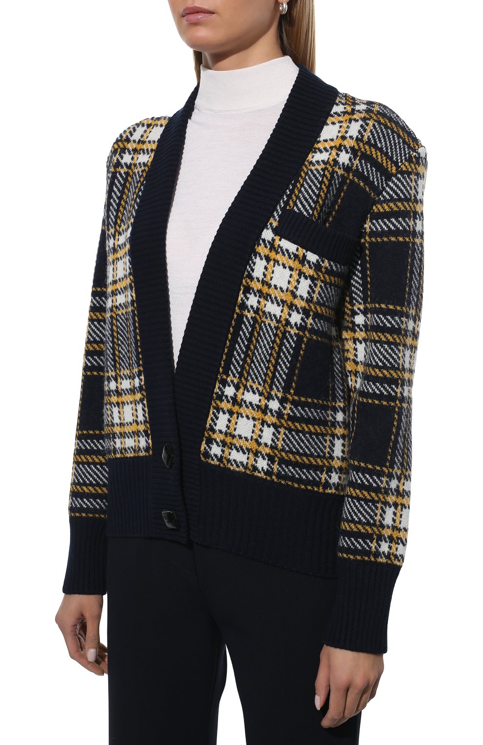 Шерстяной кардиган SAINT LAURENT разноцветного цвета по цене 120500 руб., арт. 670067/Y75GB, фото 3 Шерстяной кардиган SAINT LAURENT, арт. 670067/Y75GB, фото 3