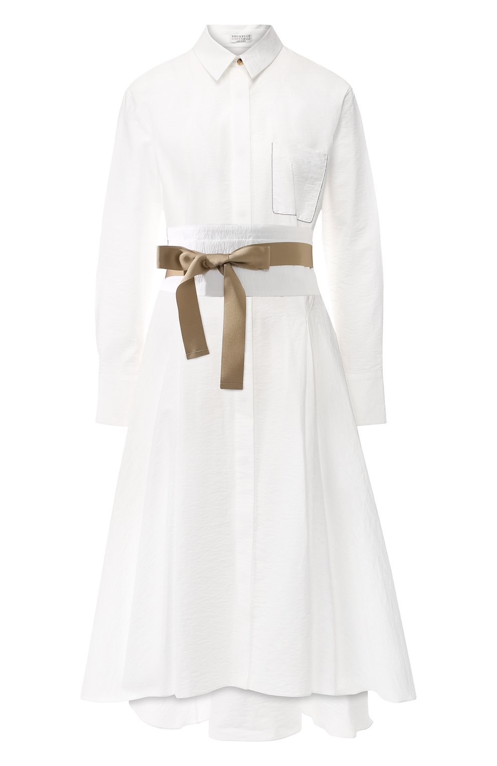 Хлопковое платье BRUNELLO CUCINELLI белого цвета по цене 245500 руб., арт. M0F79A4408, фото 1 Хлопковое платье BRUNELLO CUCINELLI, арт. M0F79A4408, фото 1