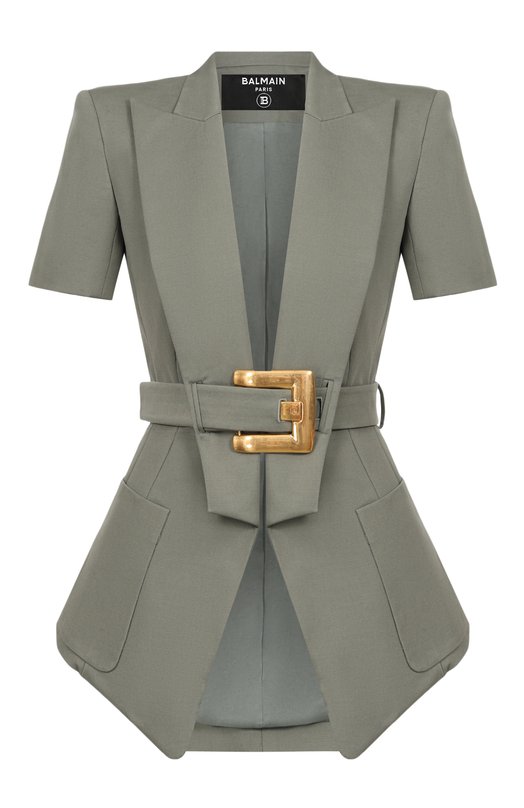 Хлопковый жакет Balmain GF0SB225/CG65 Хаки GF0SB225/CG65