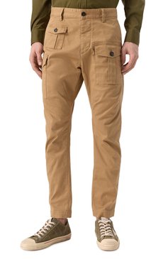 Мужские хлопковые брюки-карго DSQUARED2 бежевого цвета, арт. S74KB0818/S39021 | Фото 3 (Случай: Повседневный; Силуэт М (брюки): Карго; Стили: Кэжуэл; Материал внешний: Хлопок; Длина (брюки, джинсы): Стандартные)