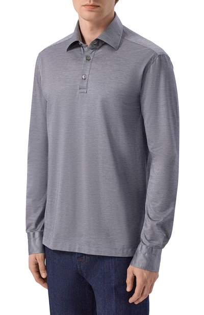 Хлопковое поло KITON серого цвета по цене 79950 руб., арт. UMCP0SH09665, фото 3 Хлопковое поло KITON, арт. UMCP0SH09665, фото 3