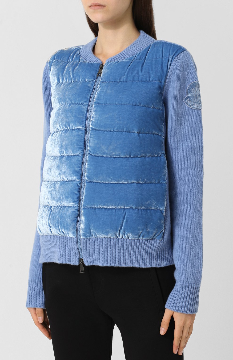 Бомбер из смеси шерсти и кашемира MONCLER голубого цвета по цене 69000 руб., арт. D2-093-94908-00-948AE, фото 3 Бомбер из смеси шерсти и кашемира MONCLER, арт. D2-093-94908-00-948AE, фото 3