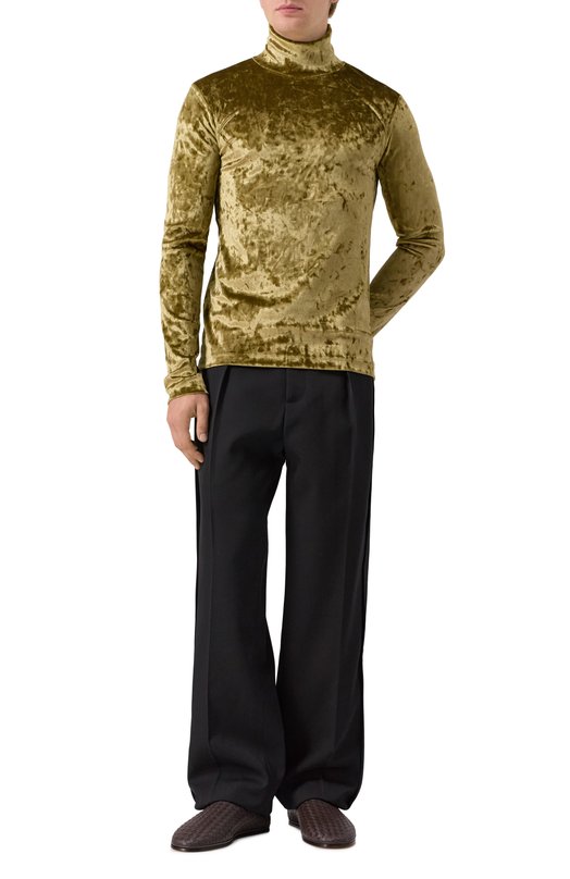 Бархатная водолазка Dries Van Noten 021128-2329-607 Хаки  021128-2329-607 Фото 2