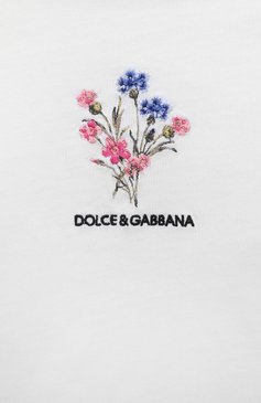 Детская хлопковый лонгслив DOLCE & GABBANA белого цвета, арт. L5JTJL/G7KC7/2-6 | Фото 3 (Драгоценные камни: Проставлено; Материал сплава: Проставлено; Рукава: Длинные; Материал внешний: Хлопок)