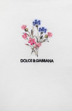 Детская хлопковый лонгслив DOLCE & GABBANA белого цвета, арт. L5JTJL/G7KC7/2-6 | Фото 3 (Рукава: Длинные; Материал сплава: Проставлено; Материал внешний: Хлопок; Драгоценные камни: Проставлено)