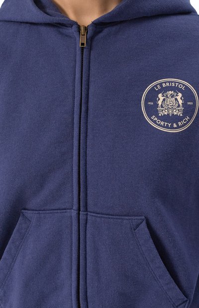 Хлопковая толстовка sporty & rich x le bristol paris SPORTY AND RICH синего цвета по цене 26100 руб., арт. ST068517618BL32, фото 5 Хлопковая толстовка sporty & rich x le bristol paris SPORTY AND RICH, арт. ST068517618BL32, фото 5