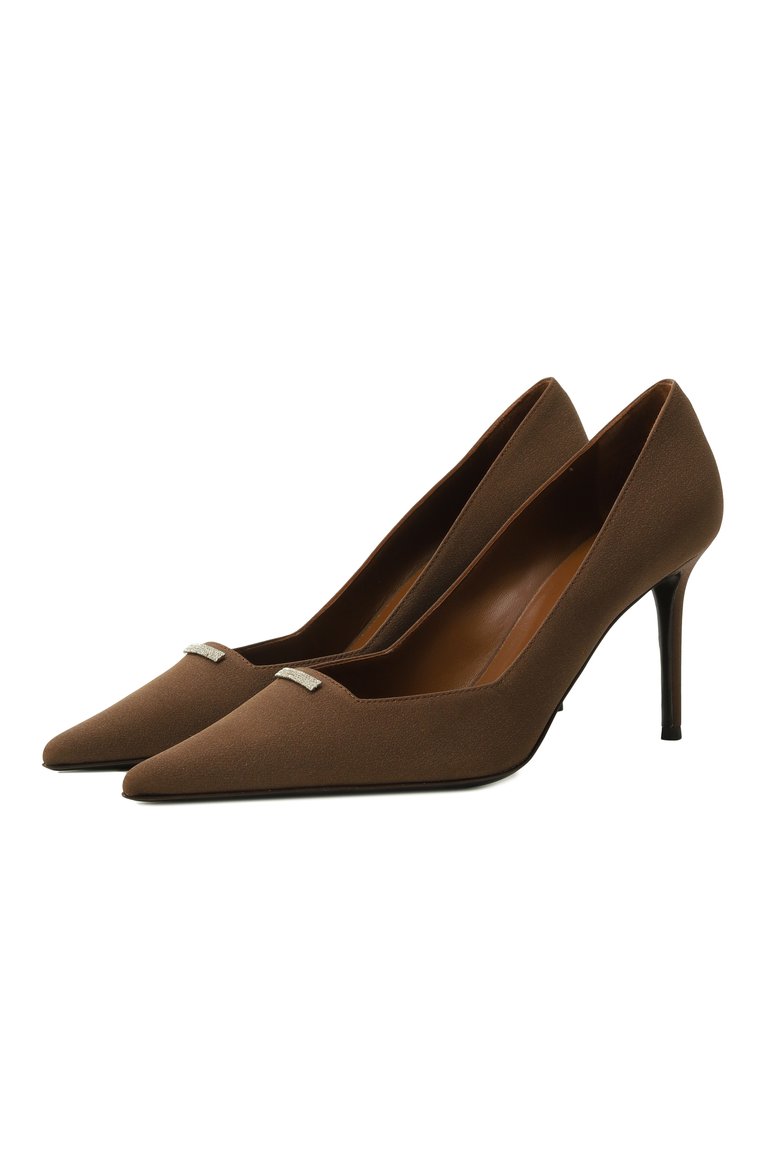 Женские текстильные туфли intrigo 105 GIUSEPPE ZANOTTI DESIGN коричневого цвета, арт. E560014 | Фото 1 (Материал внешний: Текстиль; Каблук высота: Высокий; Материал внутренний: Натуральная кожа; Подошва: Плоская; Каблук тип: Шпилька; Автоматизация состава: Проставлено; Автоматизация ТО: Проставлено)