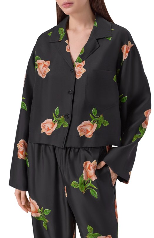 Шелковая рубашка Nanushka VALLY Чёрный  VALLY Фото 3