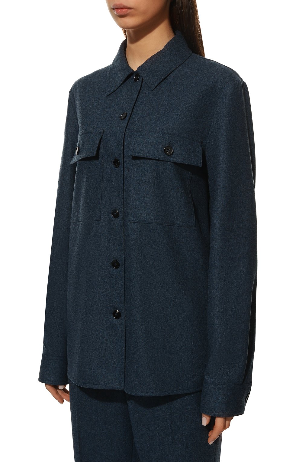 Шерстяная рубашка JIL SANDER темно-синего цвета по цене 107500 руб., арт. J40DL0001-J40008, фото 3 Шерстяная рубашка JIL SANDER, арт. J40DL0001-J40008, фото 3