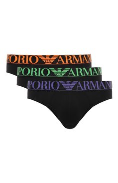Мужские комплект из трех брифов EMPORIO ARMANI черного цвета, арт. 111734/4R726 | Фото 1 (Нос: Не проставлено; Материал сплава: Проставлено; Материал внешний: Хлопок; Мужское Кросс-КТ: Трусы; Кросс-КТ: бельё; Трусы М: Брифы)