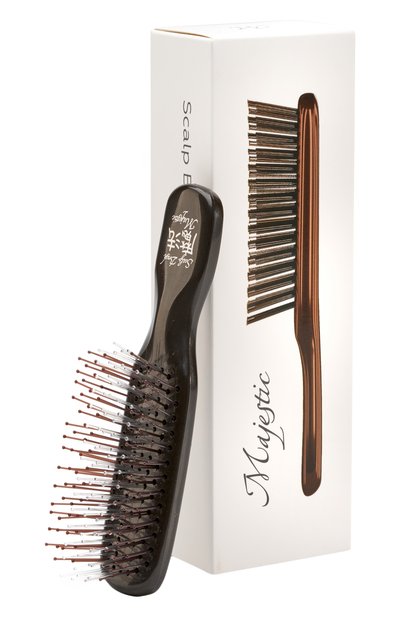 Женская мини-расческа scalp brush 198 зубцов, оттенок черный кофе MAJESTIC, арт. 4673748653058