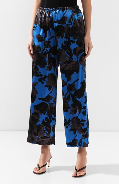 Шелковые брюки DRIES VAN NOTEN синего цвета по цене 71650 руб., арт. 201-10982-9055, фото 3 Шелковые брюки DRIES VAN NOTEN, арт. 201-10982-9055, фото 3
