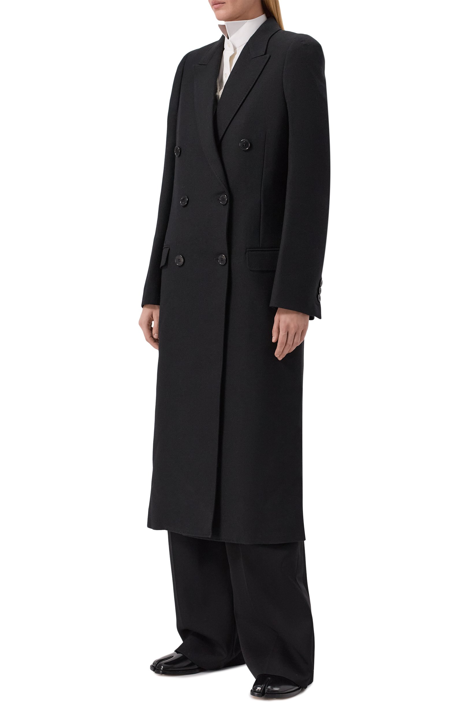 Шерстяное пальто MAISON MARGIELA черного цвета по цене 543500 руб., арт. S51AA0367/M35994, фото 3 Шерстяное пальто MAISON MARGIELA, арт. S51AA0367/M35994, фото 3