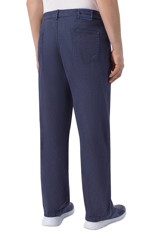 Брюки изо льна и хлопка Kiton UPR005LK0603H Синий  UPR005LK0603H Фото 4
