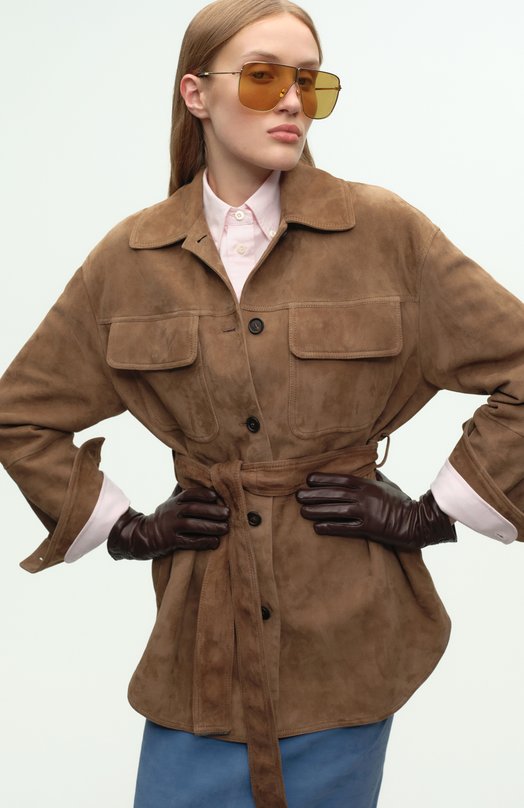 Кожаные перчатки Giorgio Armani GW001984/AF19169 Коричневый  GW001984/AF19169 Фото 3