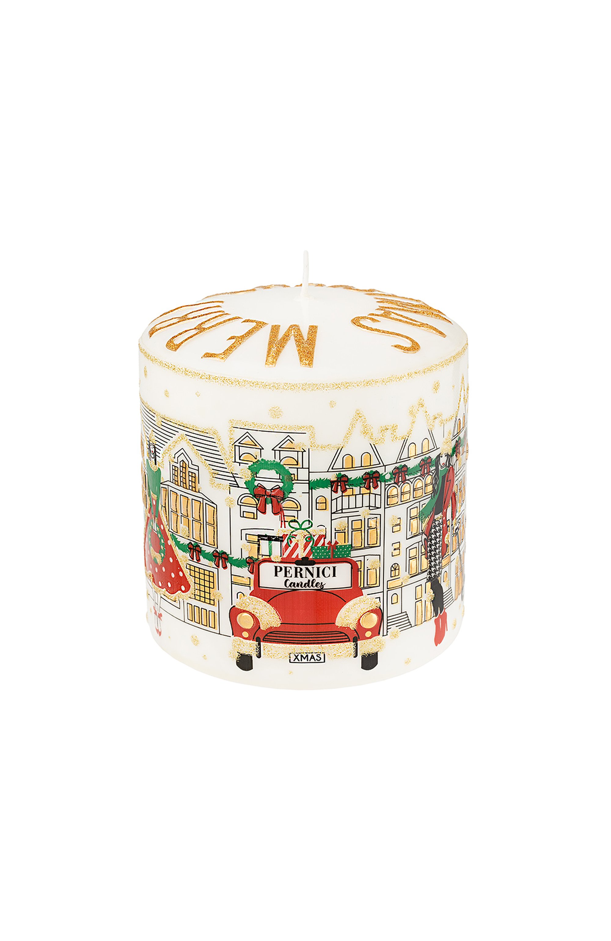Интерьерная свеча xmas red gold (11x10cm) PERNICI, арт. 8001962069830, фото 1