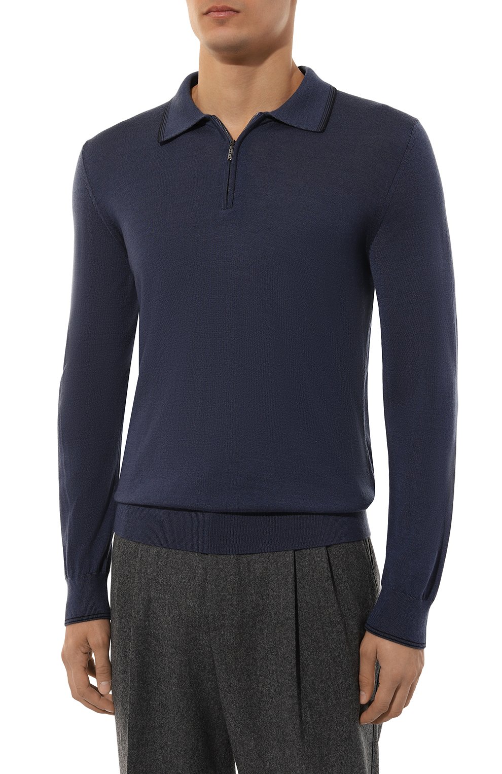 Поло из шерсти и шелка ZILLI темно-синего цвета по цене 124500 руб., арт. KZP001M0230VSPN00, фото 3 Поло из шерсти и шелка ZILLI, арт. KZP001M0230VSPN00, фото 3