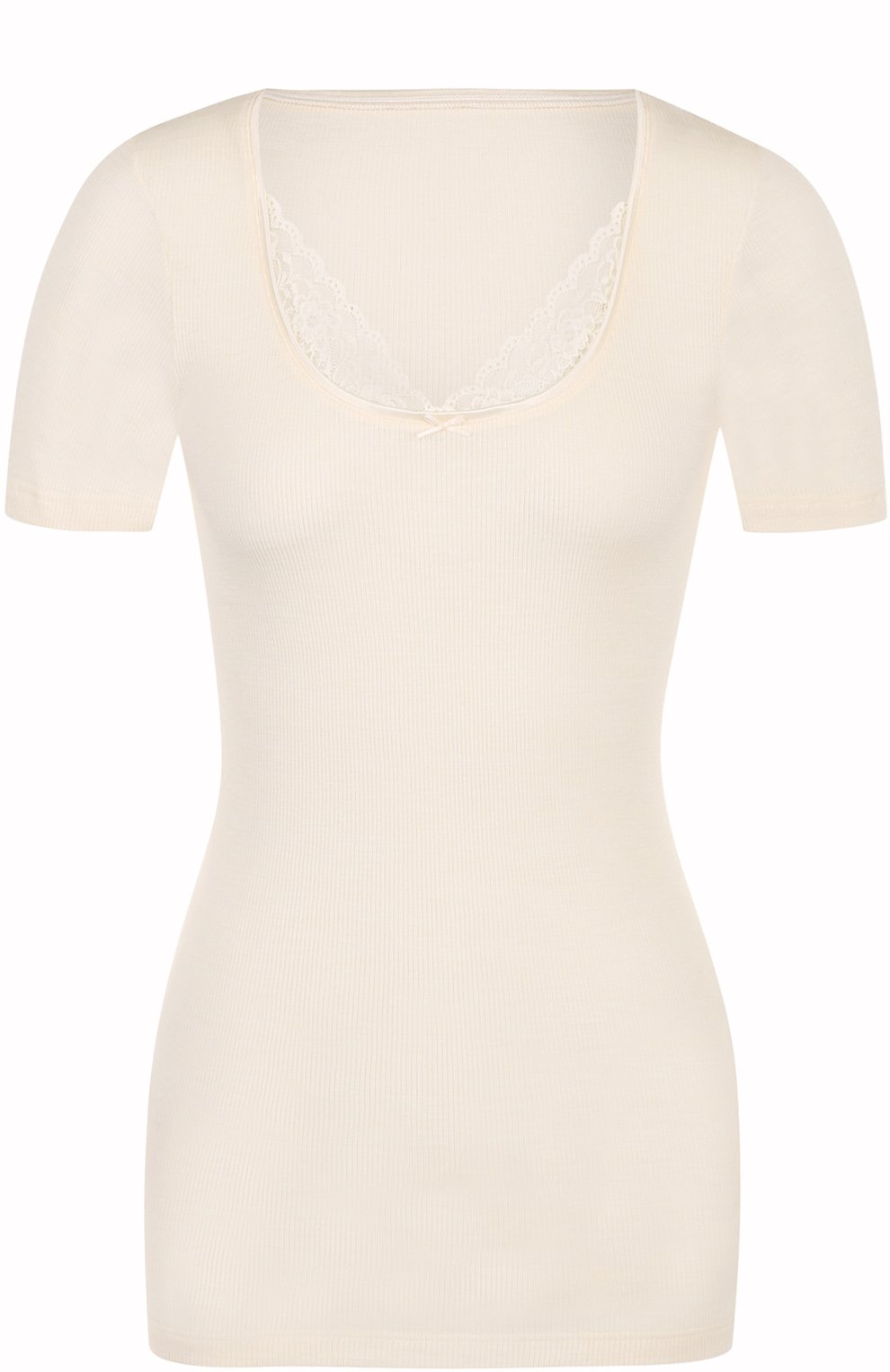 Облегающая футболка с кружевной отделкой MEY белого цвета по цене 6995 руб., арт. 66810, фото 1 Облегающая футболка с кружевной отделкой MEY, арт. 66810, фото 1