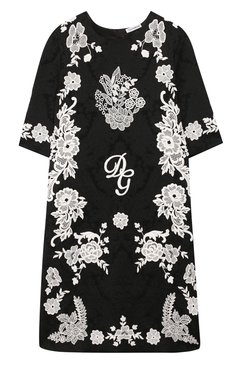 Детское платье с вышивкой DOLCE & GABBANA черно-белого цвета, арт. L51DB3/FJRC0/8-14 | Фото 1 (Материал подклада: Вискоза; Материал внешний: Полиэстер, Синтетический материал; Статус проверки: Проверена категория, Проверено; Рукава: 3/4, Короткие; Девочки Кросс-КТ: Платье-одежда; Случай: Вечерний; Материал сплава: Проставлено; Ювелирные украшения: Назначено; Драгоценные камни: Проставлено)
