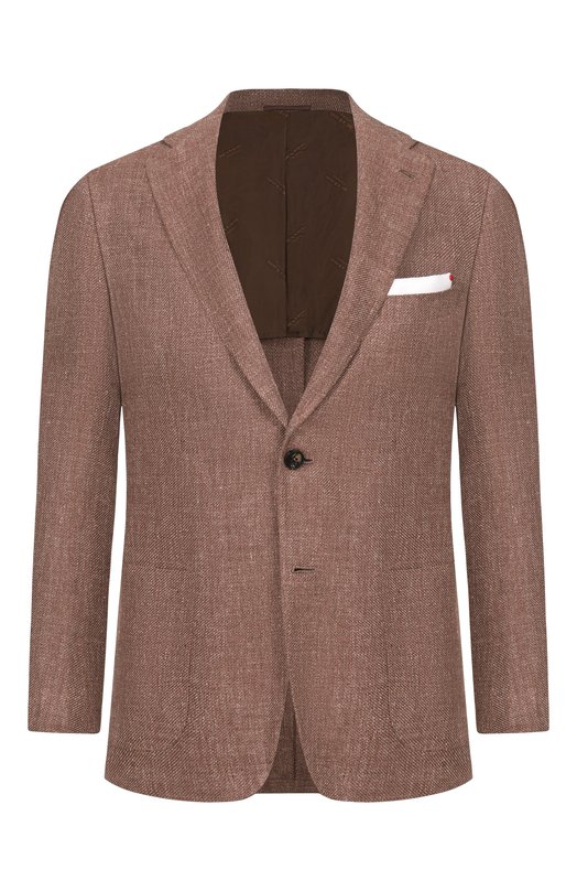 Пиджак изо льна и шелка Kiton UG81K0631G Коричневый UG81K0631G