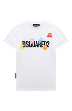 Детская хлопковая футболка DSQUARED2 белого цвета, арт. DQ2166/D00MV | Фото 1 (Рукава: Короткие; Материал сплава: Проставлено; Материал внешний: Хлопок; Мальчики Кросс-КТ: Футболка-одежда; Драгоценные камни: Проставлено)