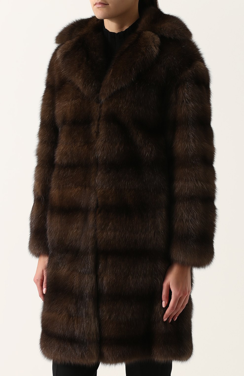 Шуба прямого кроя с отложным воротником из меха соболя VALENTINO, арт. NF3FA287/3AF, фото 3