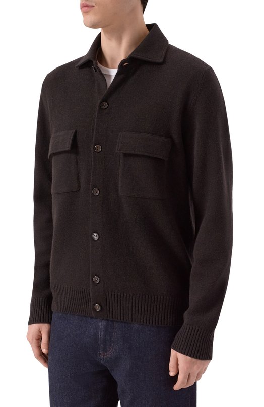 Кардиган из шерсти и кашемира Corneliani 26M577-2625112 Коричневый  26M577-2625112 Фото 3