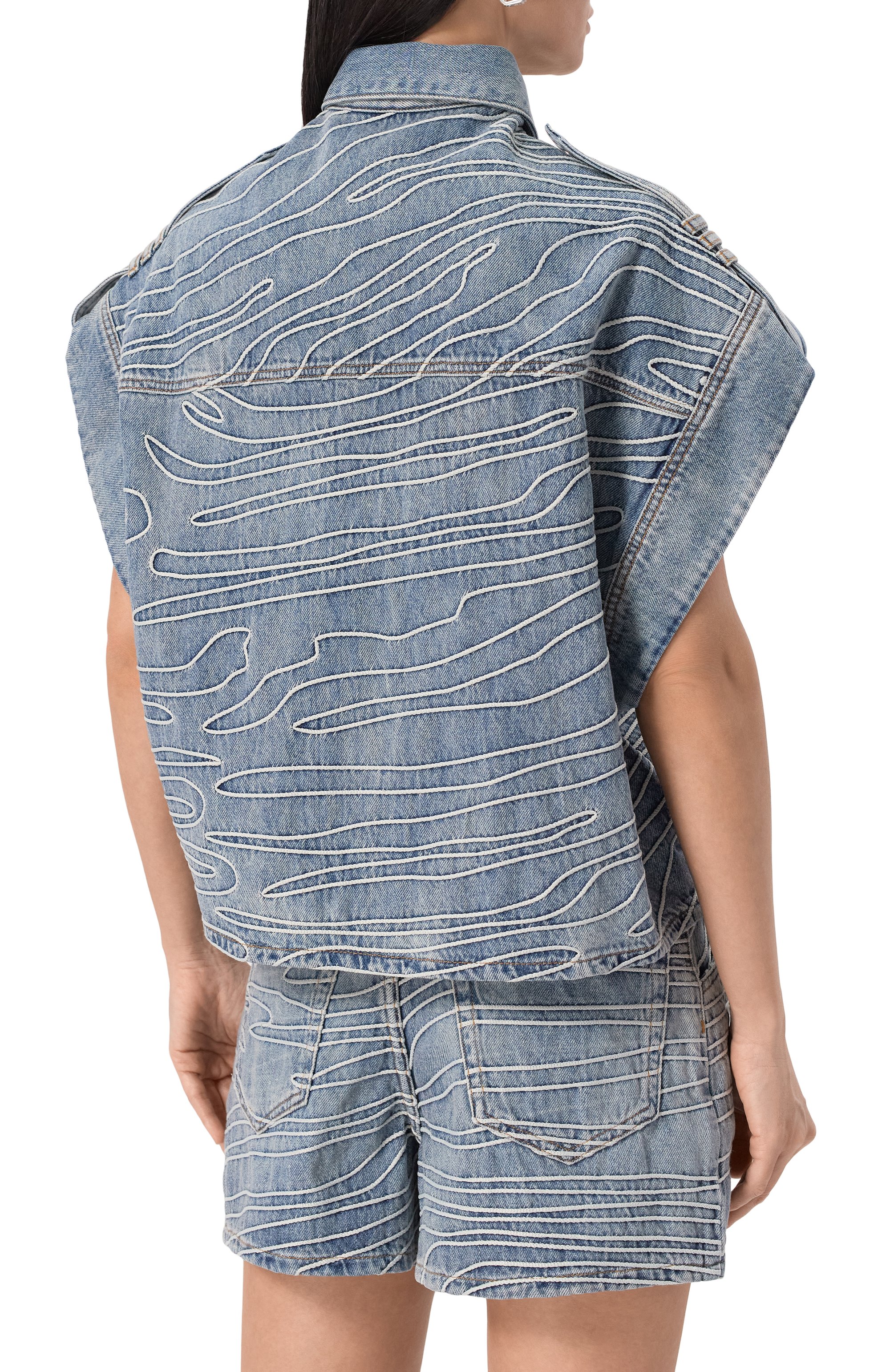 Джинсовый жилет IRO голубого цвета по цене 52750 руб., арт. WM100VALENTINA, фото 4 Джинсовый жилет IRO, арт. WM100VALENTINA, фото 4