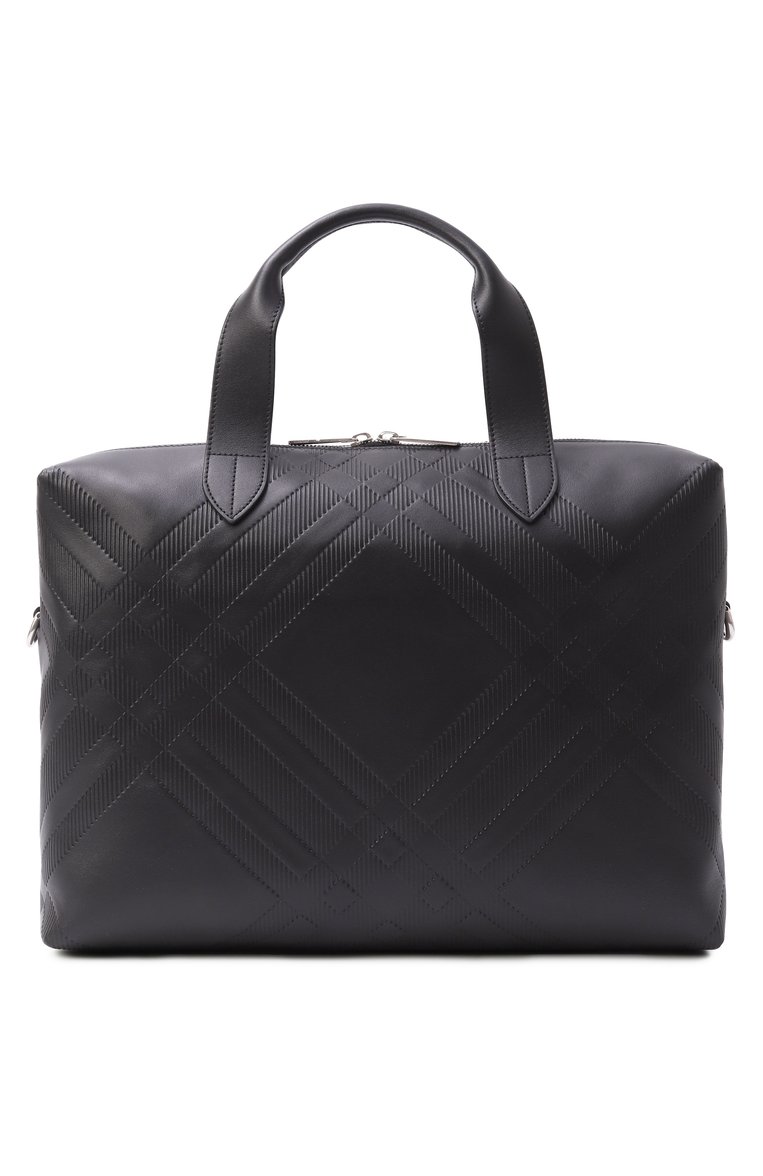 Мужская портфель BURBERRY черного цвета, арт. 8101921 | Фото 6 (Ремень/цепочка: На ремешке; Размер: large; Материал: Натуральная кожа; Сумки-технические: Портфели)