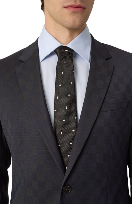 Мужской шелковый галстук GIORGIO ARMANI черного цвета, арт. GM000800/TE13675 | Фото 2 (Материал: Шелк, Текстиль; Нос: Не проставлено; Материал сплава: Проставлено)