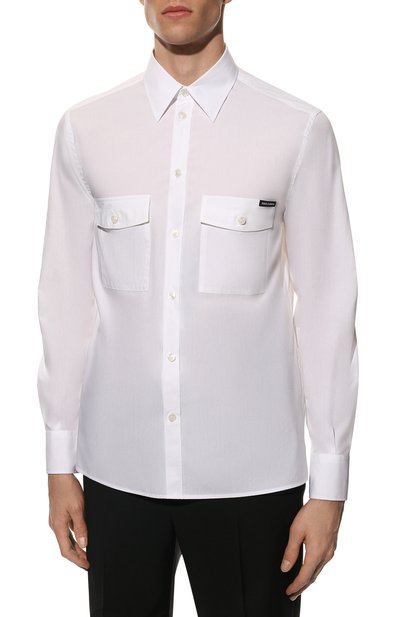Хлопковая рубашка DOLCE & GABBANA белого цвета по цене 57450 руб., арт. G5JA6T/FU5T9, фото 3 Хлопковая рубашка DOLCE & GABBANA, арт. G5JA6T/FU5T9, фото 3