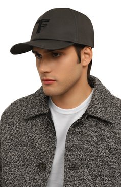 Мужская хлопковая бейсболка TOM FORD серого цвета, арт. MH003/TCN036G | Фото 2 (Материал: Хлопок, Текстиль; Нос: Не проставлено)
