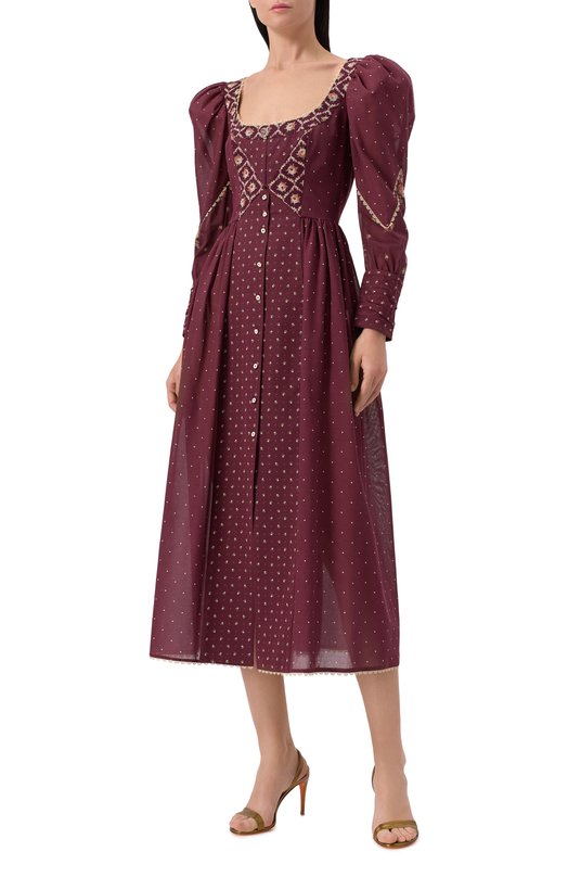 Хлопковое платье Ulyana Sergeenko ABM011SS24P1112Т24 Бордовый  ABM011SS24P1112Т24 Фото 3