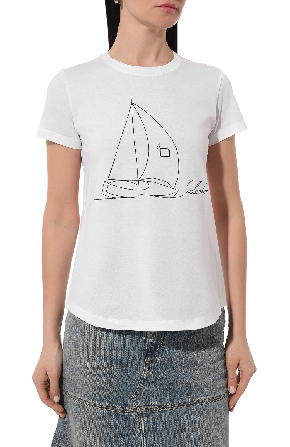 Хлопковая футболка COLOMBO белого цвета по цене 51550 руб., арт. TS00330/RIC, фото 3 Хлопковая футболка COLOMBO, арт. TS00330/RIC, фото 3
